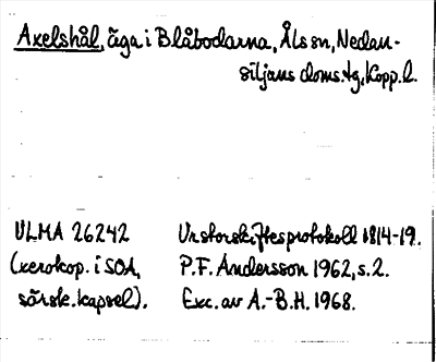Bild på arkivkortet för arkivposten Axelshål
