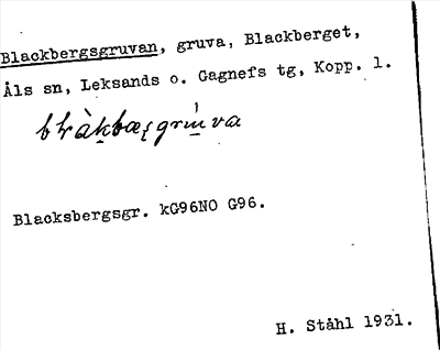 Bild på arkivkortet för arkivposten Blackbergsgruvan
