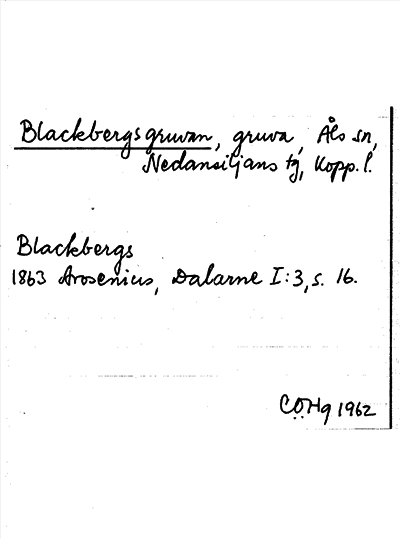 Bild på arkivkortet för arkivposten Blackbergsgruvan