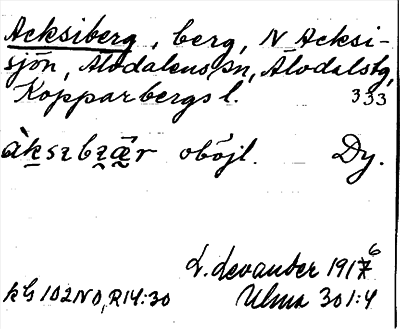 Bild på arkivkortet för arkivposten Acksiberg