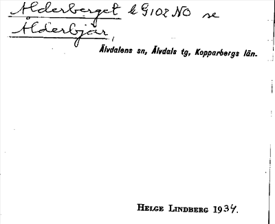 Bild på arkivkortet för arkivposten Alderberget se Ålderbjär