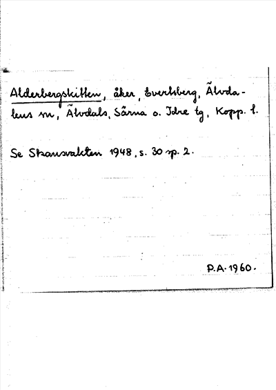 Bild på arkivkortet för arkivposten Alderbergskitten