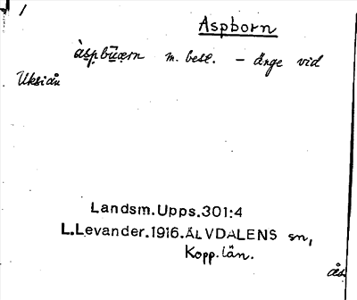Bild på arkivkortet för arkivposten Aspborn
