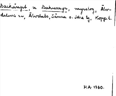 Bild på arkivkortet för arkivposten Backänget, se Bakumyr