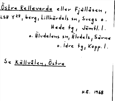 Bild på arkivkortet för arkivposten Östra Rellevarda se Rällvålen, Östra
