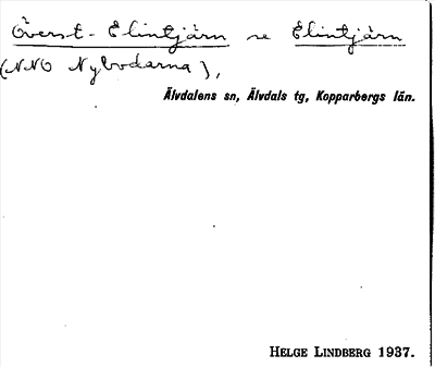 Bild på arkivkortet för arkivposten Överst- Elintjärn, se Elintjärn