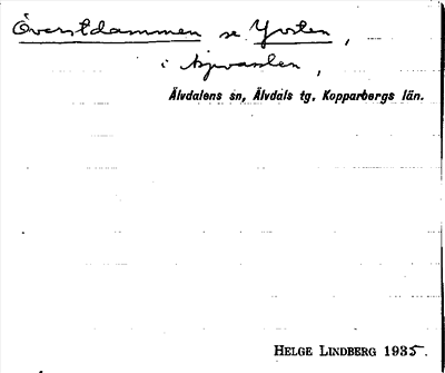 Bild på arkivkortet för arkivposten Överstdammen se Yvsten