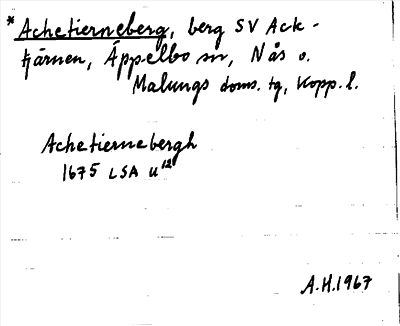 Bild på arkivkortet för arkivposten *Achetierneberg