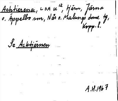 Bild på arkivkortet för arkivposten Achtierena, se Acktjärnen