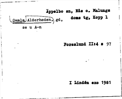 Bild på arkivkortet för arkivposten Alderheden, Gamla