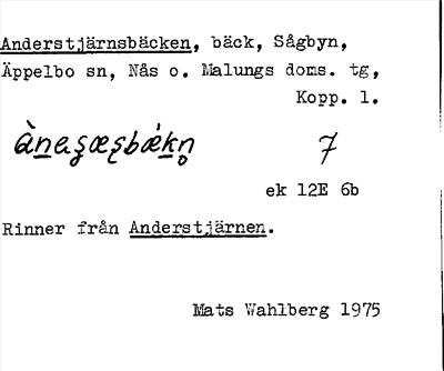 Bild på arkivkortet för arkivposten Anderstjärnsbäcken