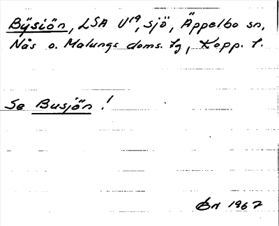 Bild på arkivkortet för arkivposten Bÿsiön, se Busjön