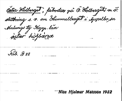 Bild på arkivkortet för arkivposten Östra Holberget