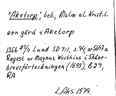 Bild på arkivkortet för arkivposten »Aketorp»