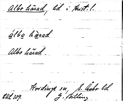 Bild på arkivkortet för arkivposten Albo härad