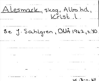 Bild på arkivkortet för arkivposten Alesmark