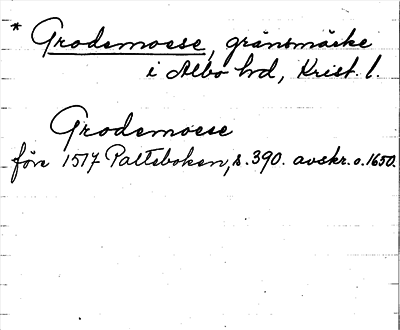 Bild på arkivkortet för arkivposten *Grodemoese