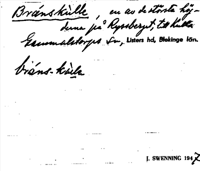 Bild på arkivkortet för arkivposten Bránskùlle