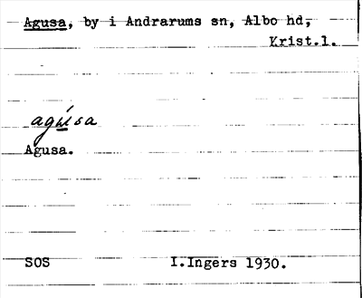Bild på arkivkortet för arkivposten Agusa