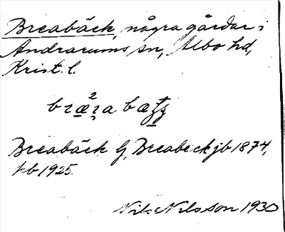 Bild på arkivkortet för arkivposten Breabäck