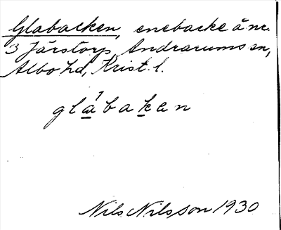 Bild på arkivkortet för arkivposten Glabacken