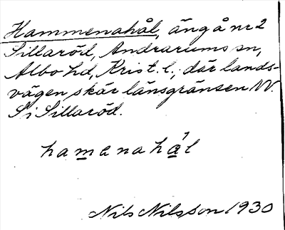 Bild på arkivkortet för arkivposten Hammenahål