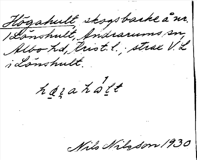 Bild på arkivkortet för arkivposten Högahult