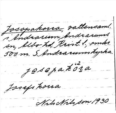 Bild på arkivkortet för arkivposten Josopakorra