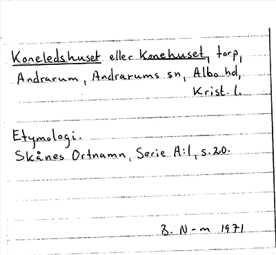 Bild på arkivkortet för arkivposten Koneledshuset eller Konehuset