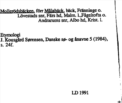 Bild på arkivkortet för arkivposten Mollerödsbäcken, förr Målabäck
