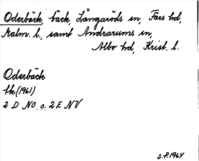 Bild på arkivkortet för arkivposten Oderbäck