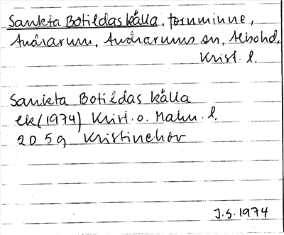Bild på arkivkortet för arkivposten Sankta Botildas källa
