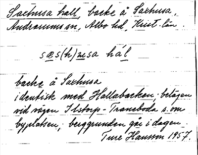 Bild på arkivkortet för arkivposten Saxhusa hall
