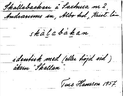 Bild på arkivkortet för arkivposten Skallebacken