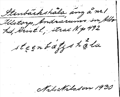 Bild på arkivkortet för arkivposten Stenbäckshåla