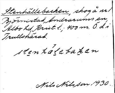 Bild på arkivkortet för arkivposten Stenhällebacken
