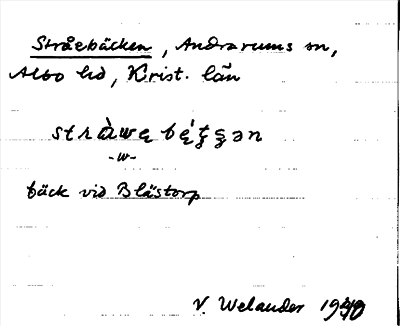 Bild på arkivkortet för arkivposten Stråebäcken