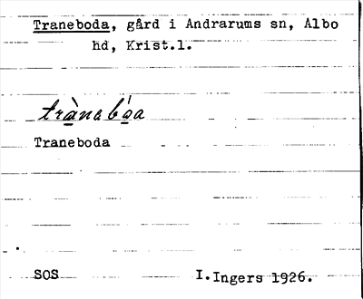 Bild på arkivkortet för arkivposten Traneboda
