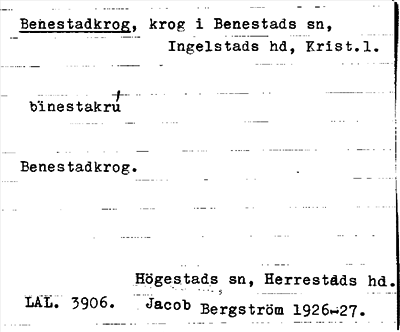 Bild på arkivkortet för arkivposten Benestadkrog