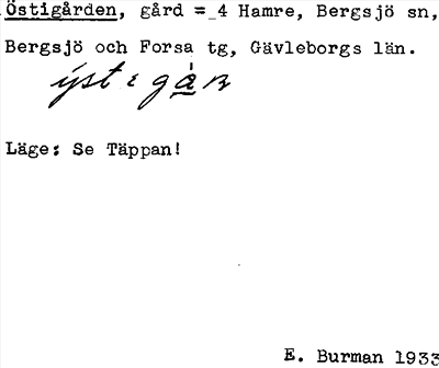 Bild på arkivkortet för arkivposten Östigården