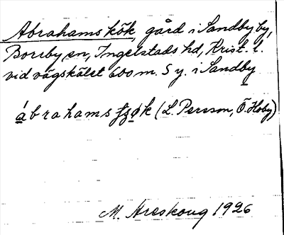 Bild på arkivkortet för arkivposten Abrahams kök