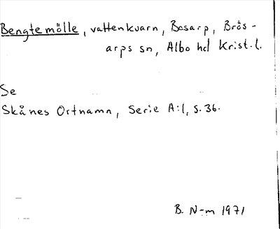 Bild på arkivkortet för arkivposten Bengtemölle