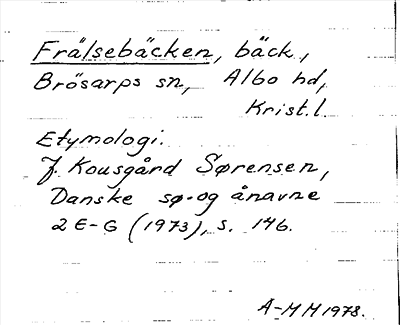 Bild på arkivkortet för arkivposten Frälsebäcken