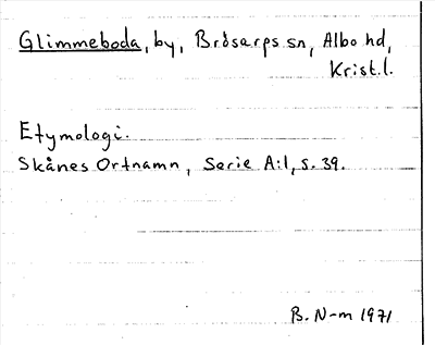 Bild på arkivkortet för arkivposten Glimmeboda