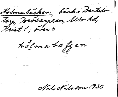 Bild på arkivkortet för arkivposten Holmabäcken