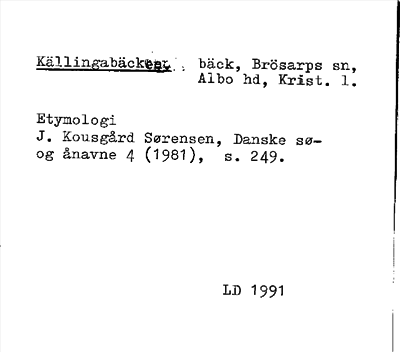 Bild på arkivkortet för arkivposten Källingabäcken