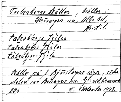 Bild på arkivkortet för arkivposten Tockaberg källor