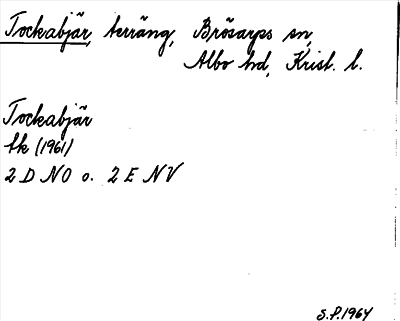 Bild på arkivkortet för arkivposten Tockabjär