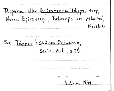 Bild på arkivkortet för arkivposten Täppena eller Björnstorpa Täppe, se Täppet