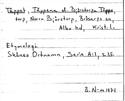 Bild på arkivkortet för arkivposten Täppet, Täppena el. Björstorpa Täppe